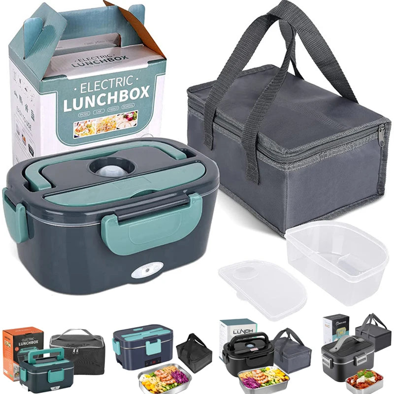 Boîte Repas Électrique 2-en-1 – Chauffe-Repas Portable Étanche 1.5/2/2.5L avec Contenant Inox