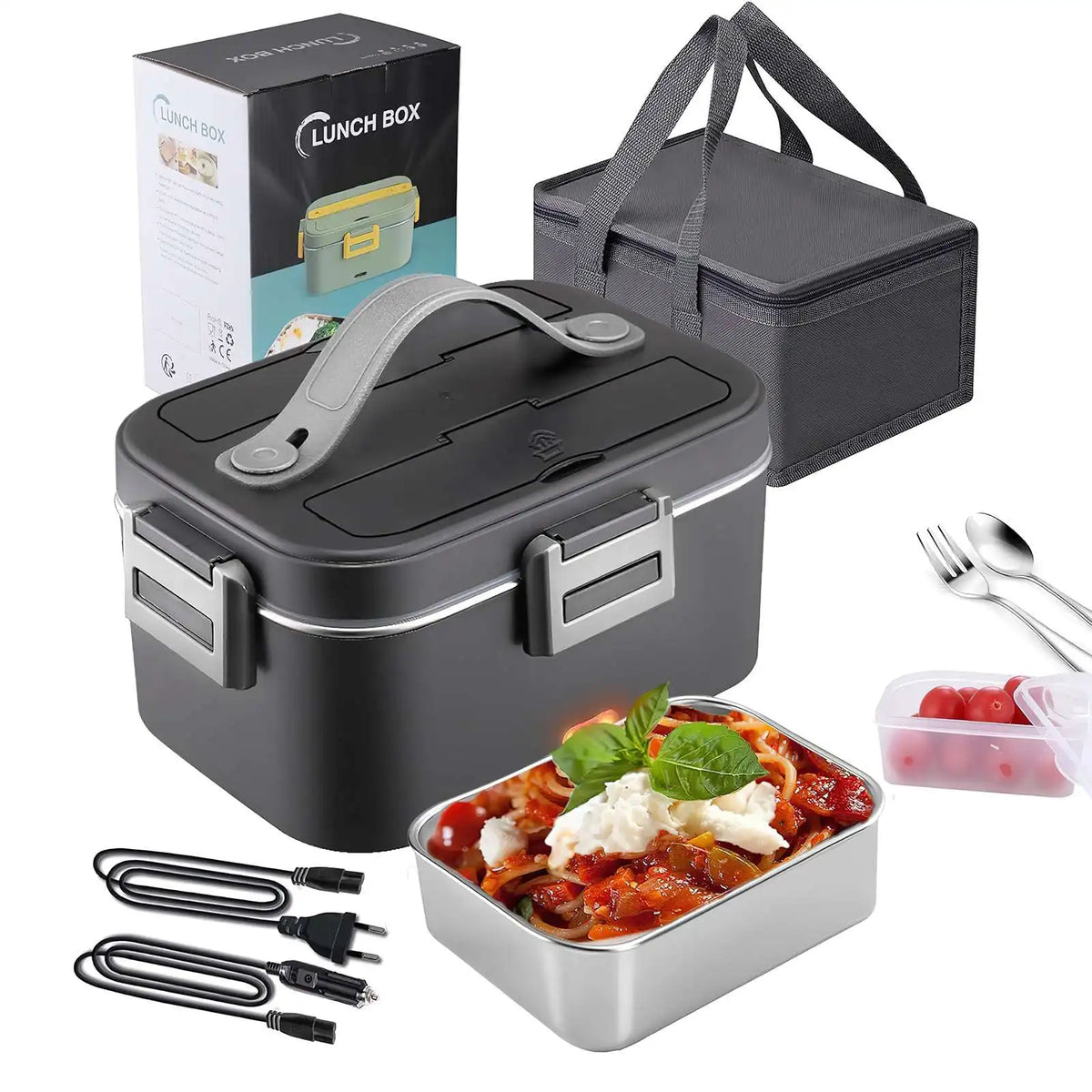 Boîte Repas Électrique 2-en-1 – Chauffe-Repas Portable Étanche 1.5/2/2.5L avec Contenant Inox