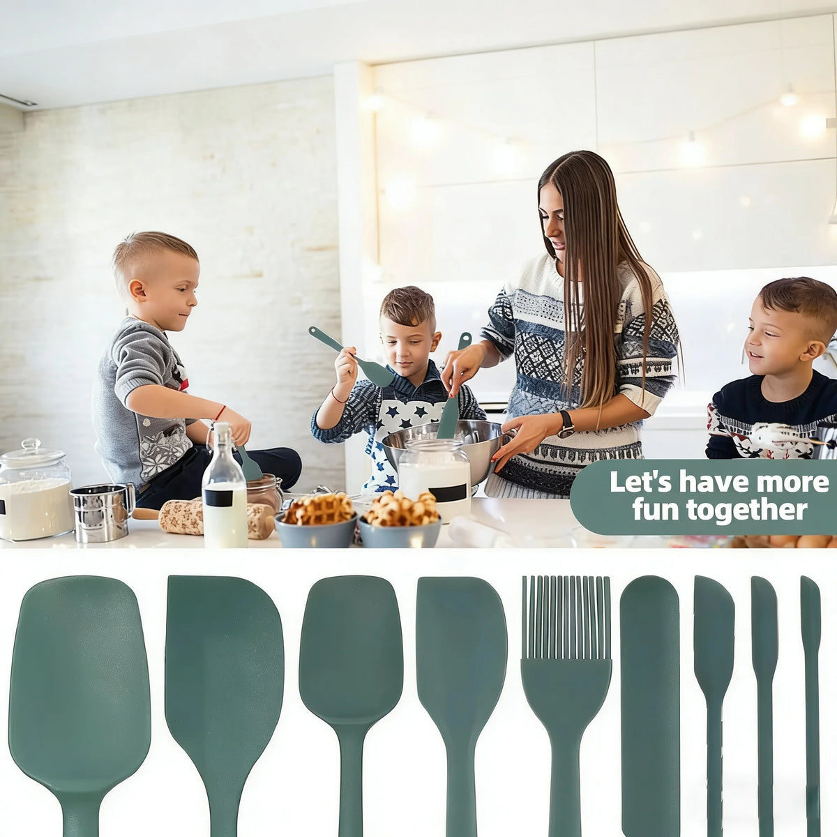 Ensemble d'Ustensiles de Cuisine en Silicone 6 ou 9 Pièces – Grattoir, Pinceau, Résistant à la Chaleur, Alimentaire