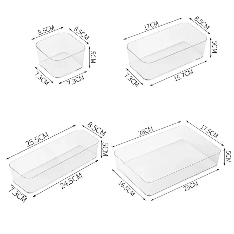Boîte de Rangement Transparente en Plastique – Organisateur de Bureau, Bijoux et Maquillage