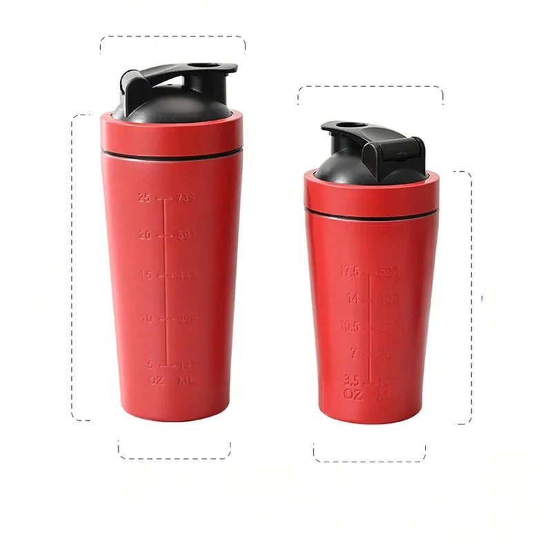 Shaker Protéiné 500/750ml en Acier Inoxydable – Bouteille Sport Étanche avec Graduation