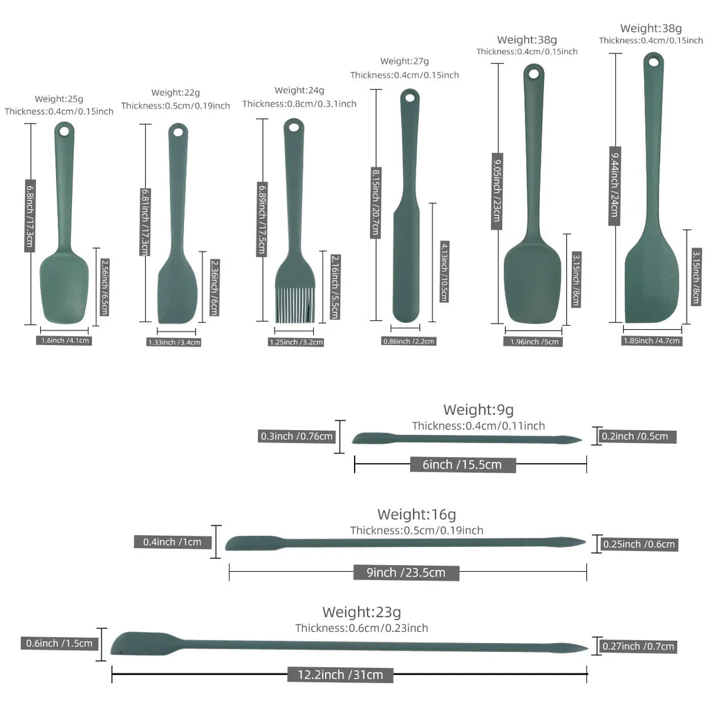 Ensemble d'Ustensiles de Cuisine en Silicone 6 ou 9 Pièces – Grattoir, Pinceau, Résistant à la Chaleur, Alimentaire