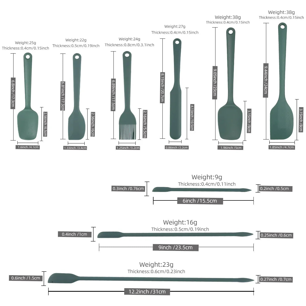 Ensemble d'Ustensiles de Cuisine en Silicone 6 ou 9 Pièces – Grattoir, Pinceau, Résistant à la Chaleur, Alimentaire