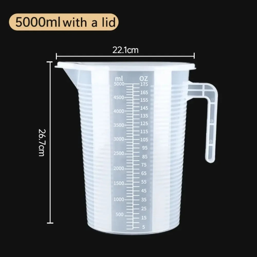 Verre Doseur Plastique Alimentaire avec Graduation – 100ml à 5000ml, Transparent, Cuisine & Laboratoire