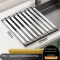 Étagère à vaisselle pliable en inox — rangement évier cuisine