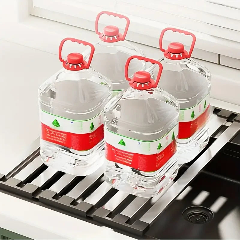 Étagère à vaisselle pliable en inox — rangement évier cuisine