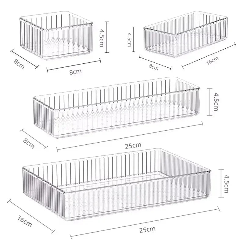 Boîte de Rangement Transparente en Plastique – Organisateur de Bureau, Bijoux et Maquillage