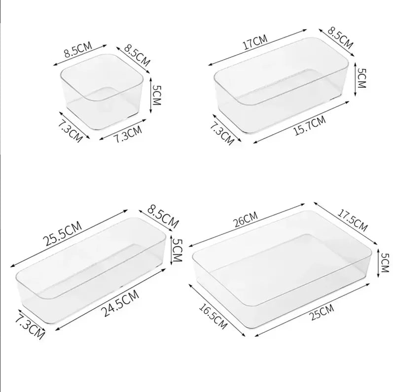 Boîte de Rangement Transparente en Plastique – Organisateur de Bureau, Bijoux et Maquillage