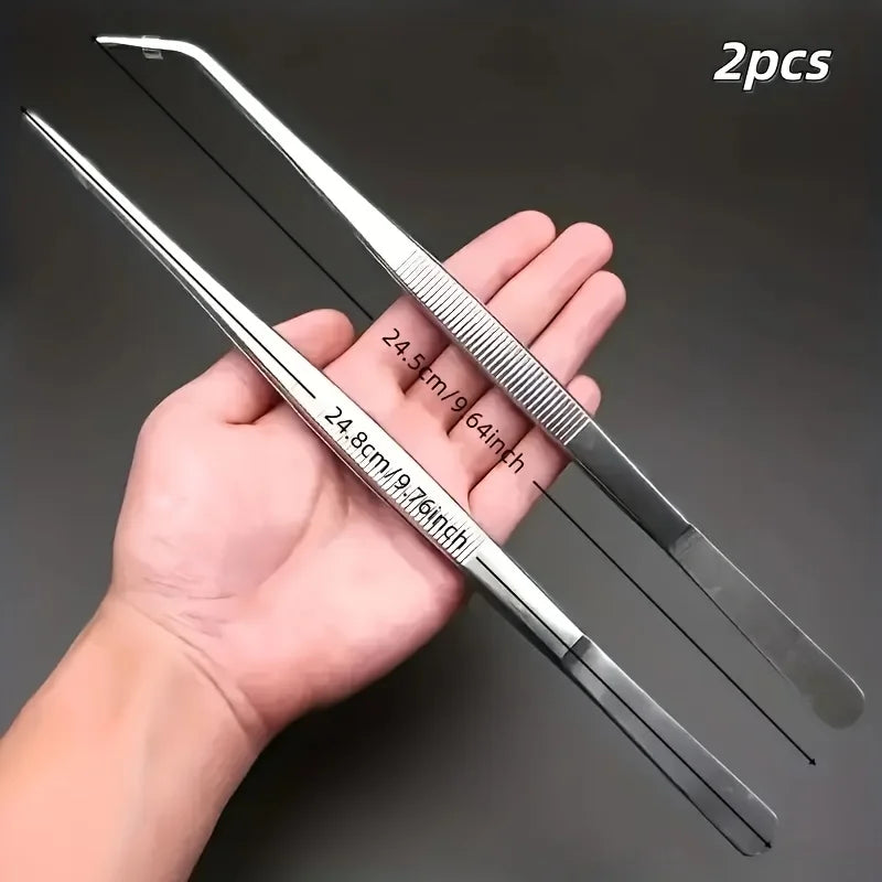 Lot de 2 Pinces de Cuisine Professionnelles en Acier Inox – Grillades, Fruits de Mer, Cuisine de Précision | BestConfort