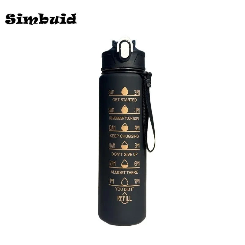 Gourde Sport avec Graduation Horaire – 600ml / 750ml / 1000ml, Paille & Couleurs Dégradées