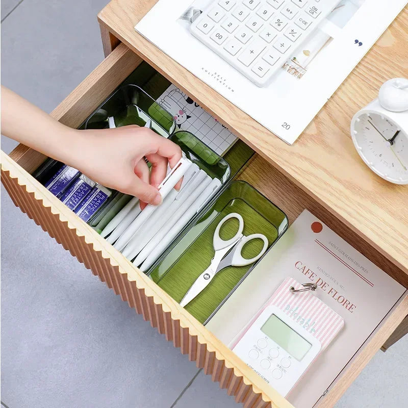 Boîte de Rangement Transparente en Plastique – Organisateur de Bureau, Bijoux et Maquillage