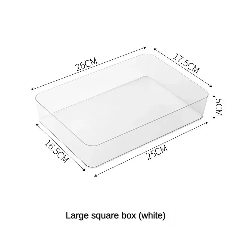 Boîte de Rangement Transparente en Plastique – Organisateur de Bureau, Bijoux et Maquillage