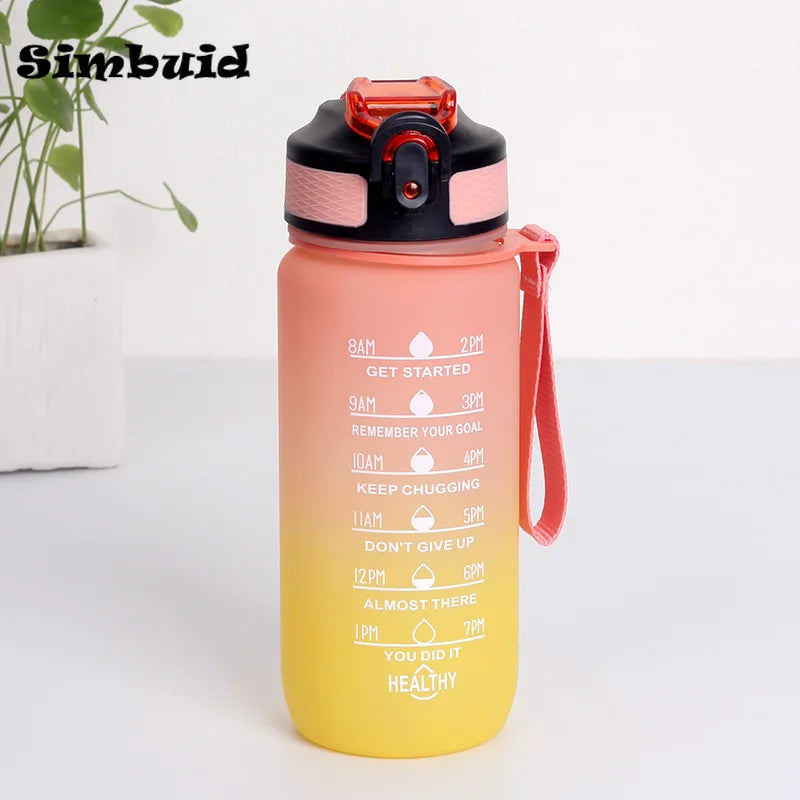 Gourde Sport avec Graduation Horaire – 600ml / 750ml / 1000ml, Paille & Couleurs Dégradées