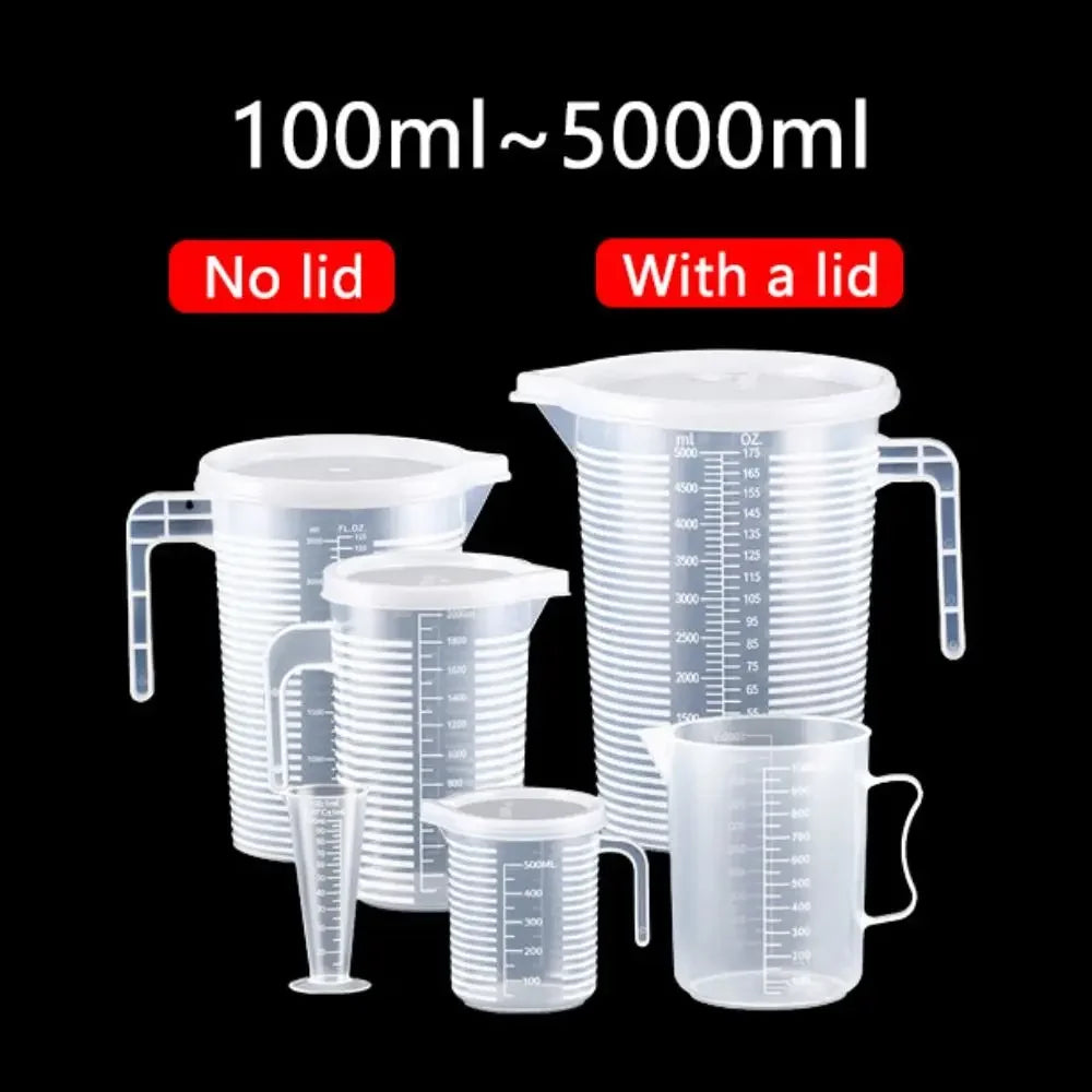 Verre Doseur Plastique Alimentaire avec Graduation – 100ml à 5000ml, Transparent, Cuisine & Laboratoire