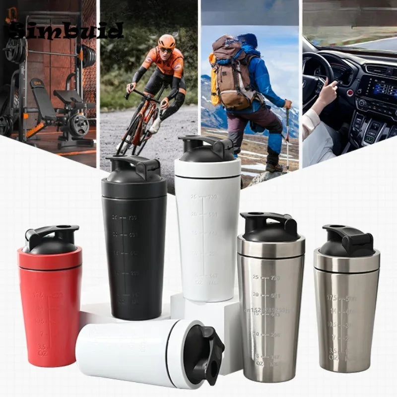 Shaker Protéiné 500/750ml en Acier Inoxydable – Bouteille Sport Étanche avec Graduation