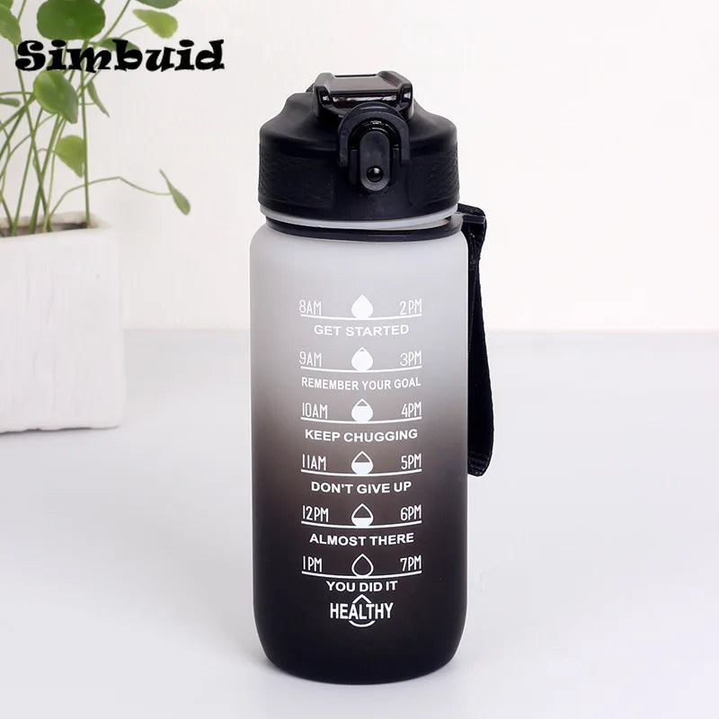 Gourde Sport avec Graduation Horaire – 600ml / 750ml / 1000ml, Paille & Couleurs Dégradées