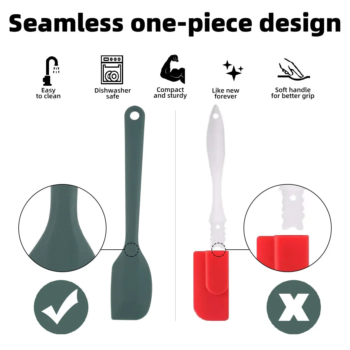 Ensemble d'Ustensiles de Cuisine en Silicone 6 ou 9 Pièces – Grattoir, Pinceau, Résistant à la Chaleur, Alimentaire