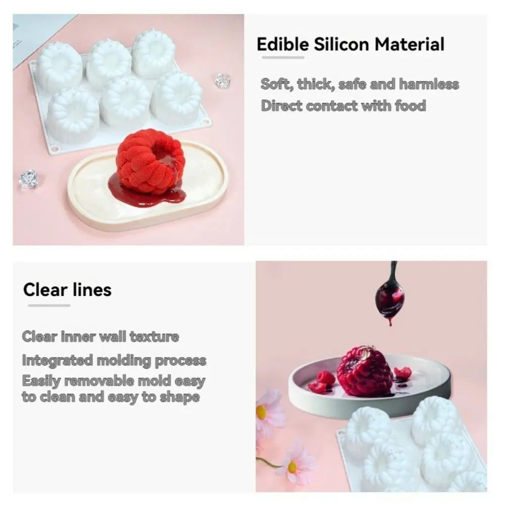 Moule Silicone Framboise — 6 Cavités, Sans BPA, Résistant à la Chaleur