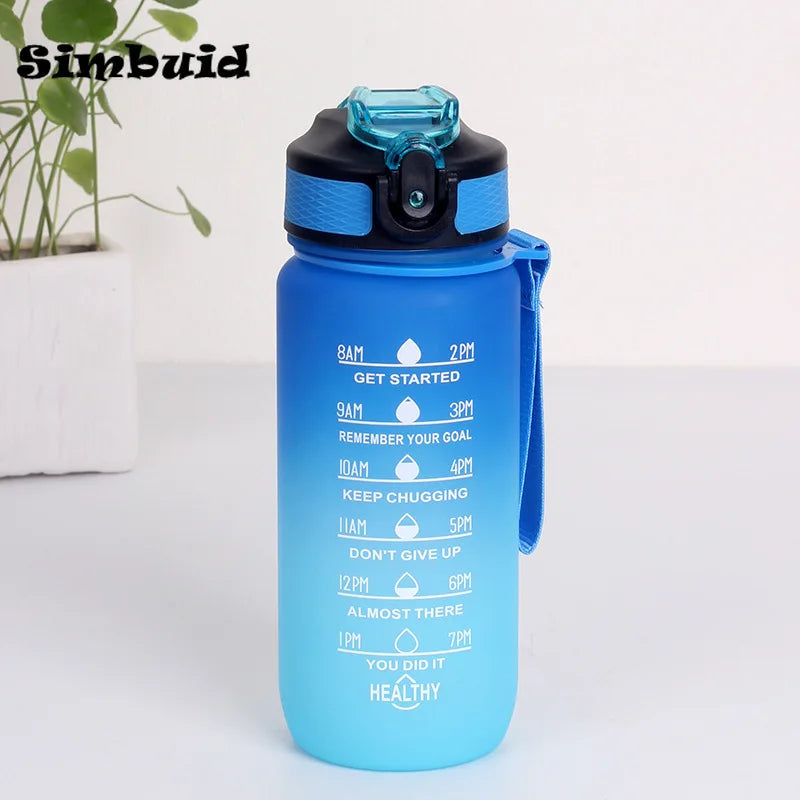 Gourde Sport avec Graduation Horaire – 600ml / 750ml / 1000ml, Paille & Couleurs Dégradées