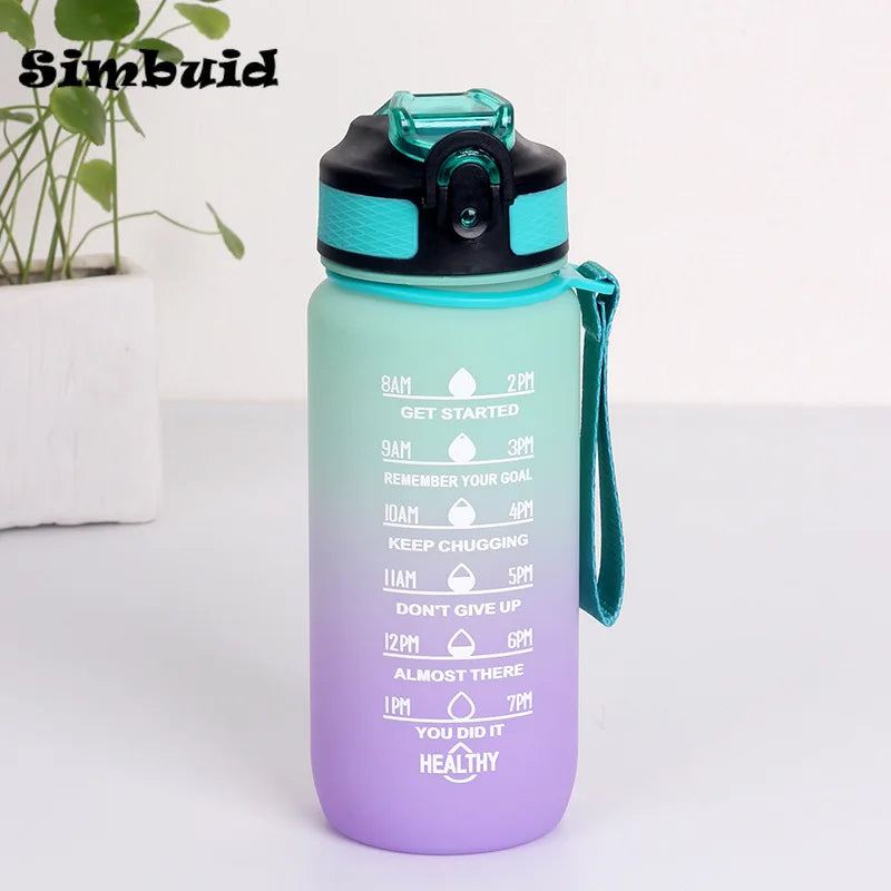 Gourde Sport avec Graduation Horaire – 600ml / 750ml / 1000ml, Paille & Couleurs Dégradées