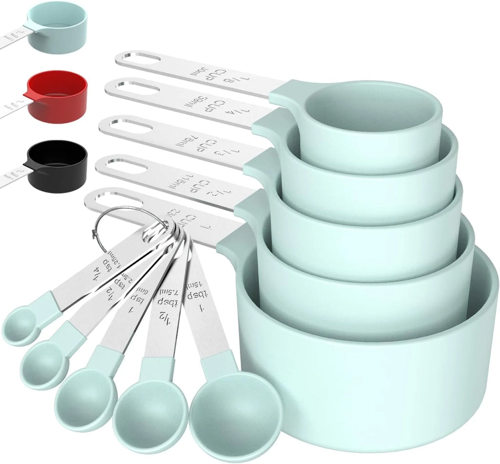 Set de 8 Tasses et Cuillères Doseuses Empilables – Manche en Inox, Ustensiles de Cuisine & Pâtisserie