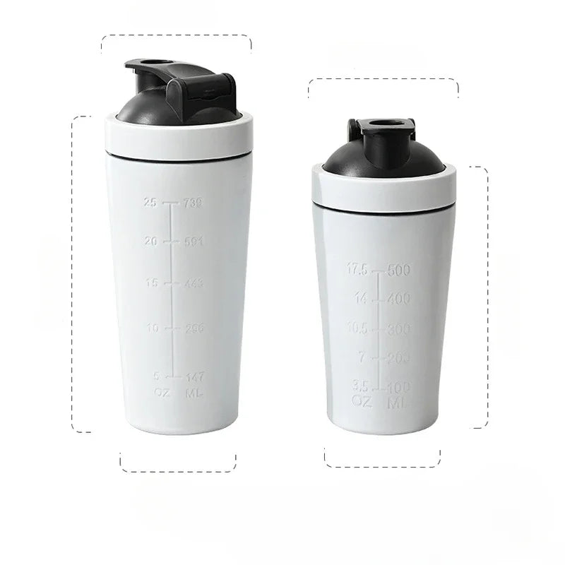 Shaker Protéiné 500/750ml en Acier Inoxydable – Bouteille Sport Étanche avec Graduation