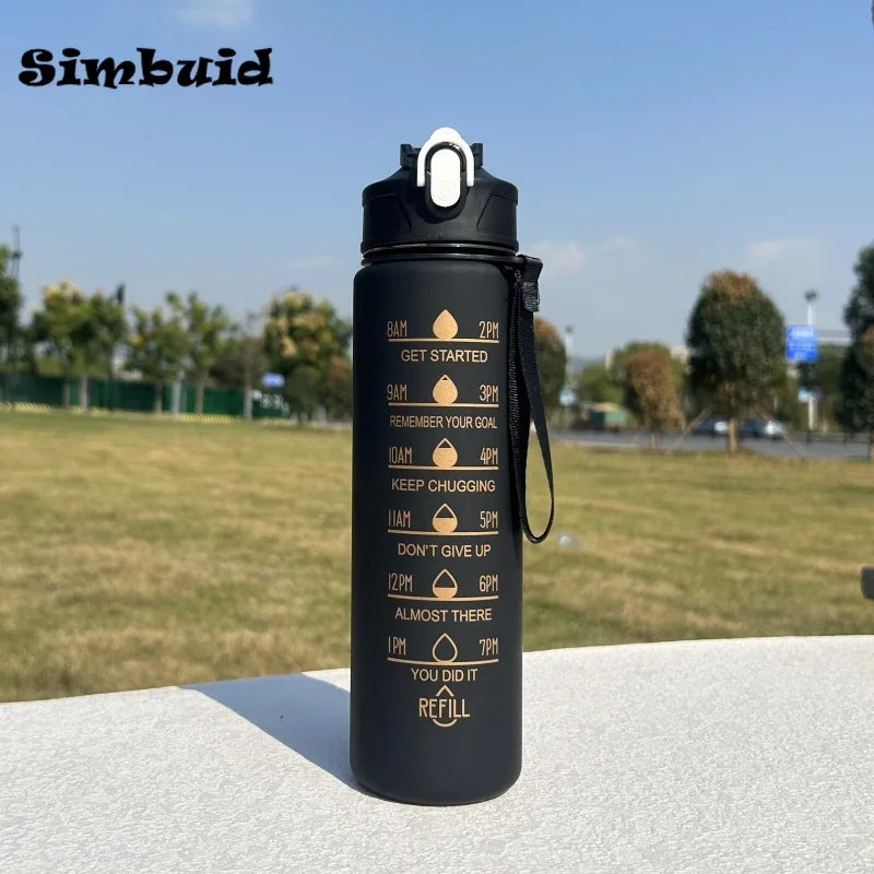 Gourde Sport avec Graduation Horaire – 600ml / 750ml / 1000ml, Paille & Couleurs Dégradées