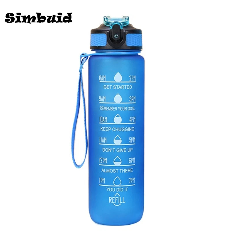 Gourde Sport avec Graduation Horaire – 600ml / 750ml / 1000ml, Paille & Couleurs Dégradées