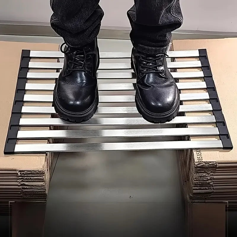 Étagère à vaisselle pliable en inox — rangement évier cuisine
