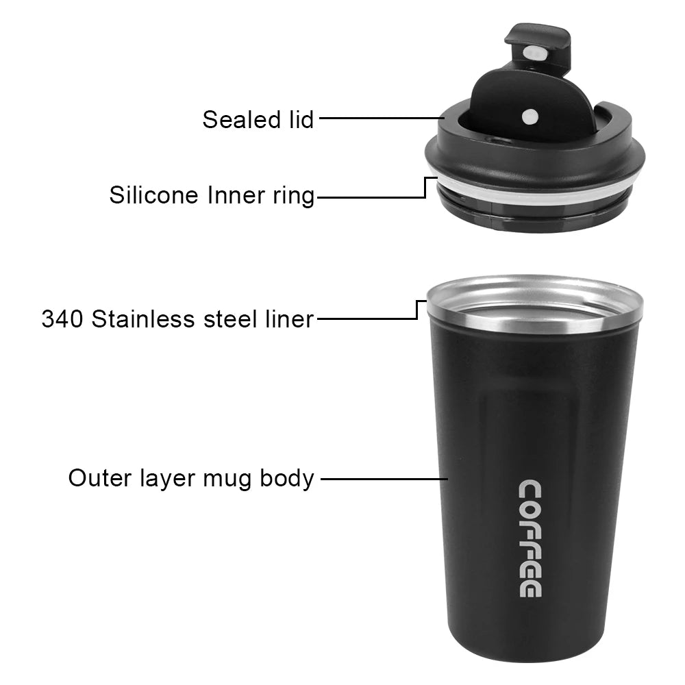Mug Thermos Isotherme 380/510ml – Tasse de Voyage en Acier Inoxydable