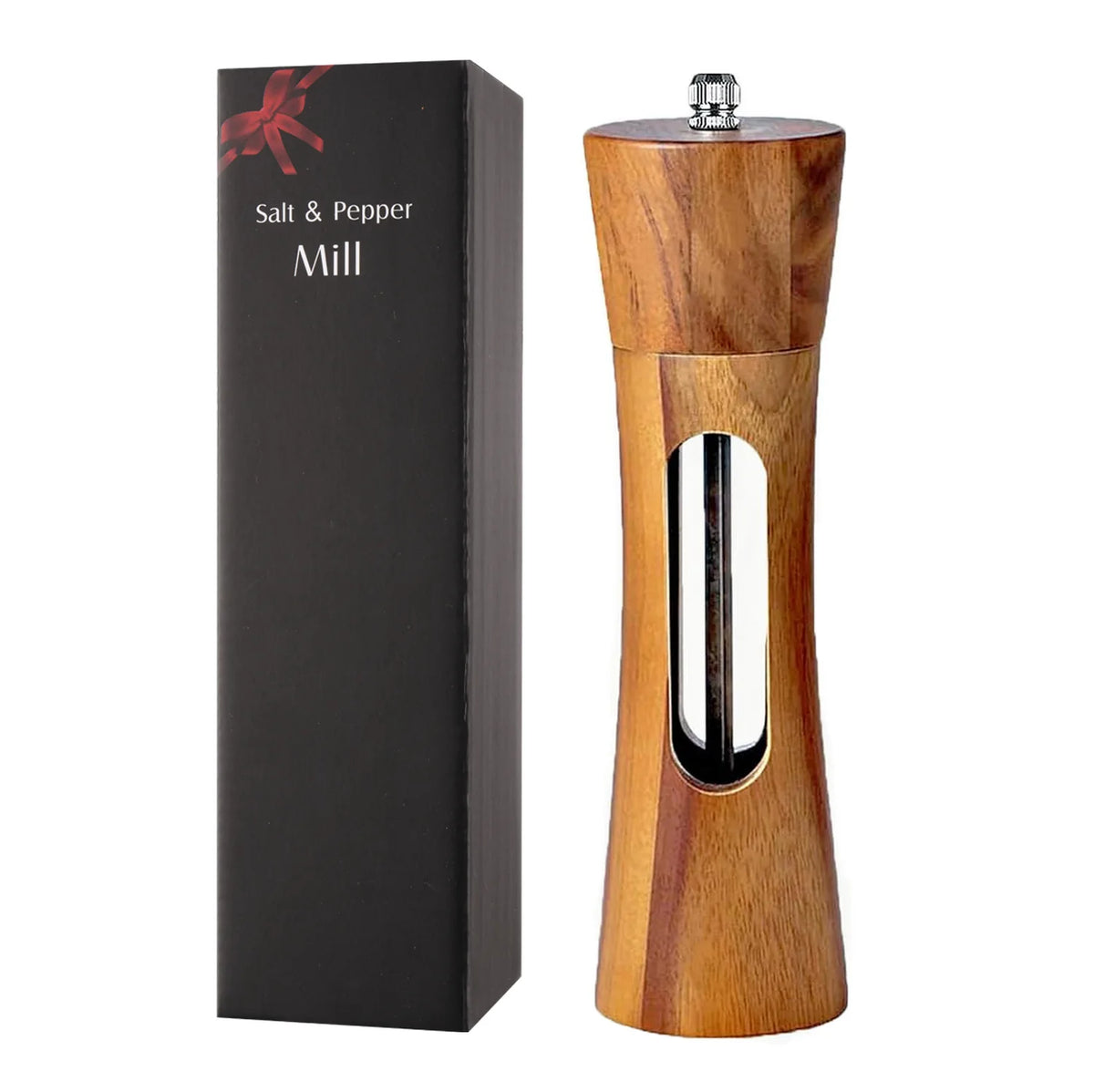 Moulin sel et poivre en bois massif — réglable, grande capacité